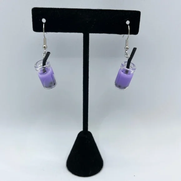 3 for $20 Purple Boba Tea Acrylic Dangle Earrings “You Pick 3” - Picture 5 of 6